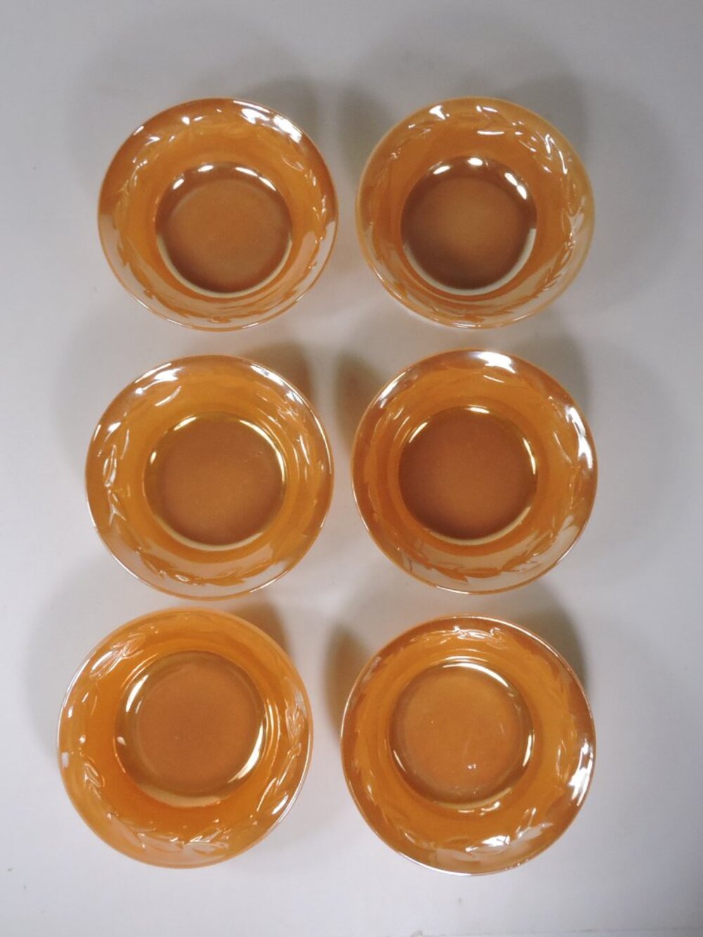 6 Vintage Fire King Peach Lustre Dessert or Berry Bowls by Anchor Hocking